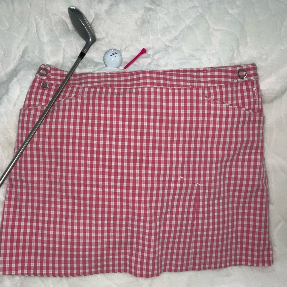 🌷IZOD Pink & White Golf Skort w/Front Pleat Sz 16 NWOT